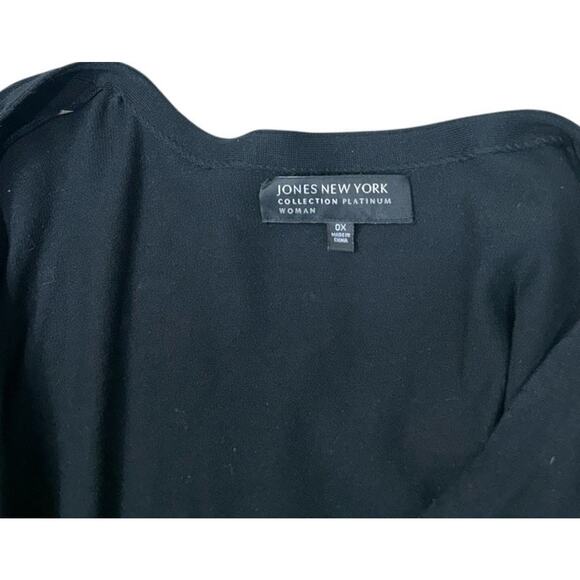 Jones New York Collection Platinum Black Silk Blend Cardigan Sweater Sz 0X Woman - Picture 4 of 6
